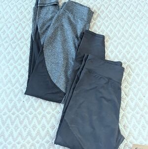 Gray and Black Leggings Set - Both Pants Have Sheer On Legs